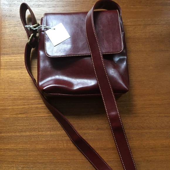 Red/Brown Leather Crossbody Bag - Picture 1 of 3